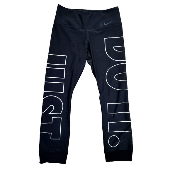 Nike Pants - Nike Power Tight Fit Leggings Women's Small (Fits 25x22) Black Capri Just Do It